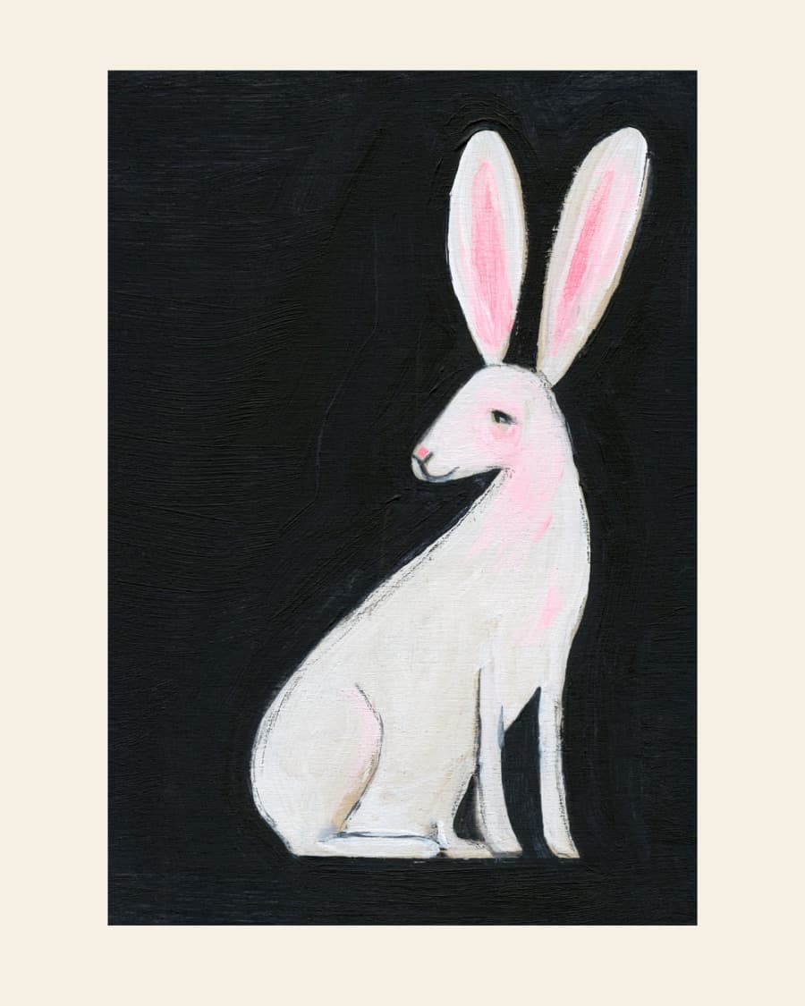 White rabbit painting by Marisa Anne Cummings